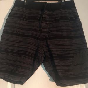 Nike Black & Grey Striped Sweatshorts